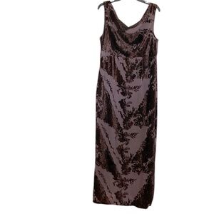 Carol Little Maxi, Vintage, plum/Mauve tones, velour accents, 14